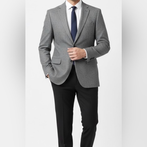 Haggar Other - Haggar Gray Sport Coat with Notched Lapels and Padded Shoulders